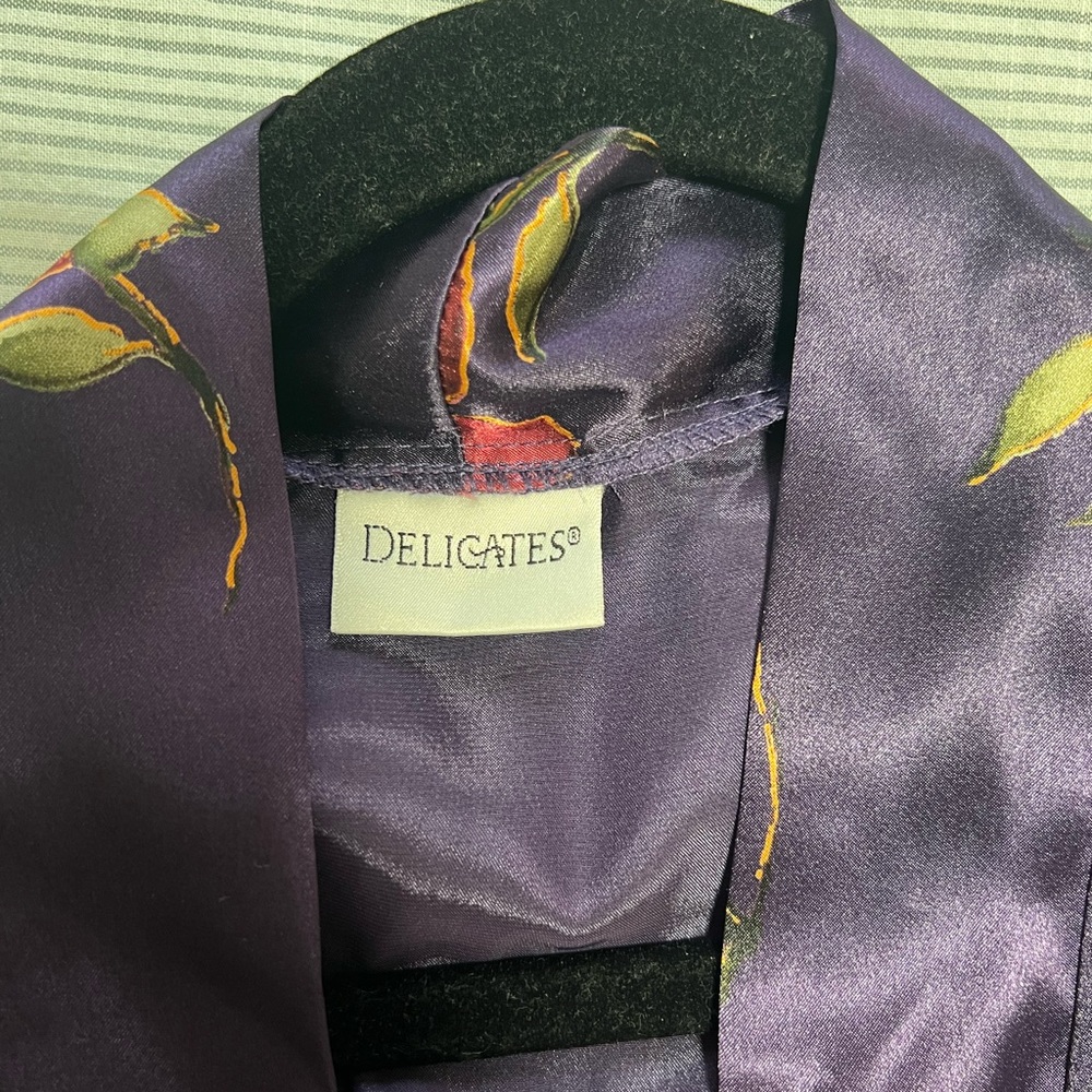 Delicates Satin Floral Robe - Deep Purple - Picture 3 of 6